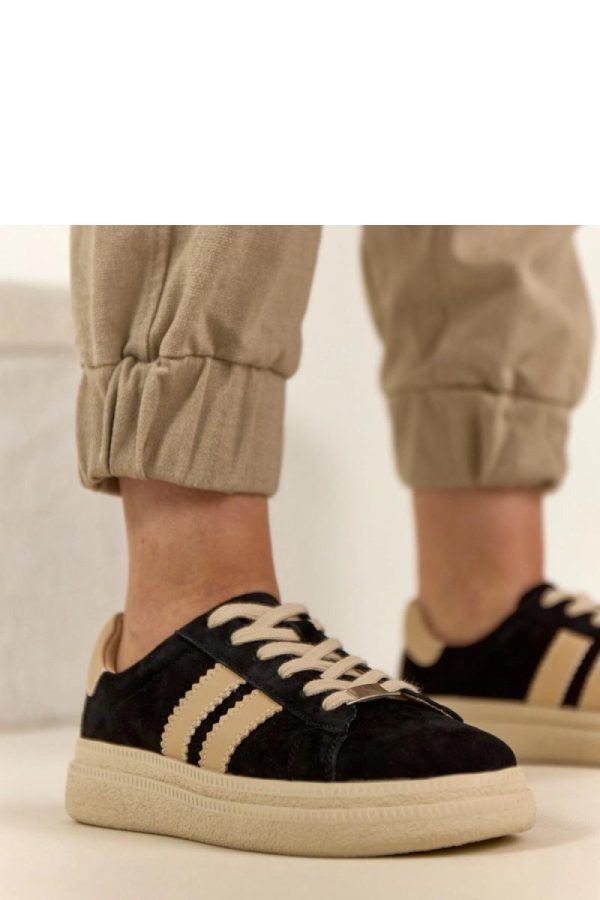 Black Platform Sneakers in Women`s Athletic Shoes, Trainers, Sneakers with Fabric, Footbed and Platform Height
