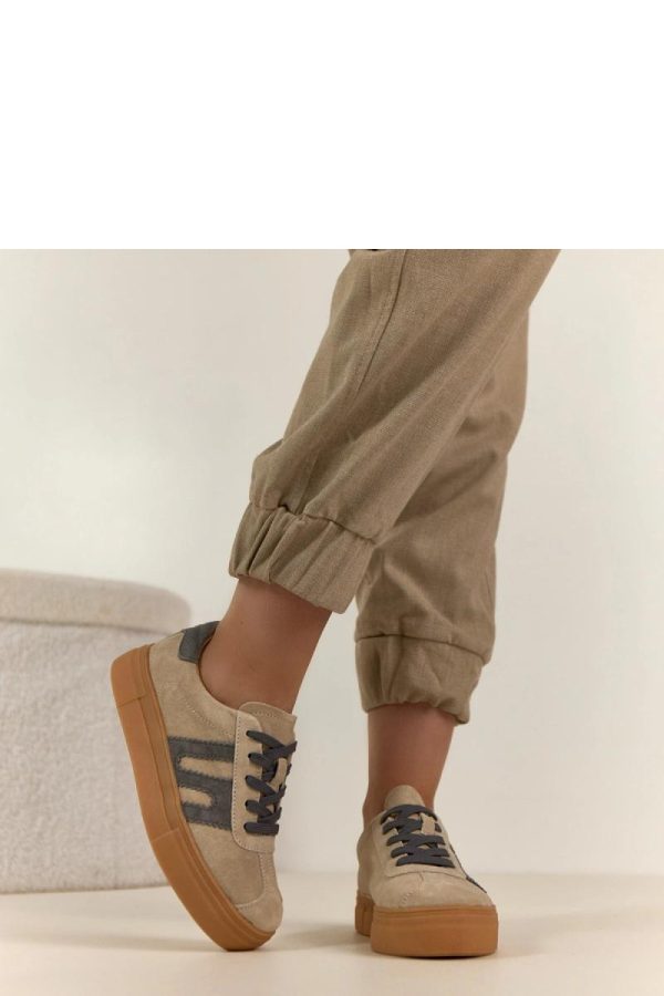 Beige Platform Sneakers.Fabric, Footbed and Platform Height