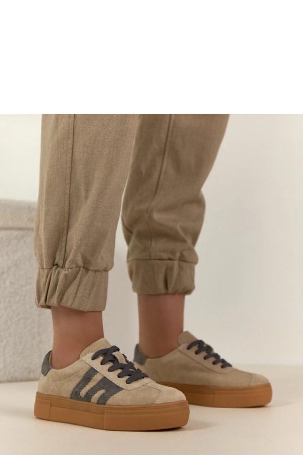 Beige Platform Sneakers.Fabric, Footbed and Platform Height