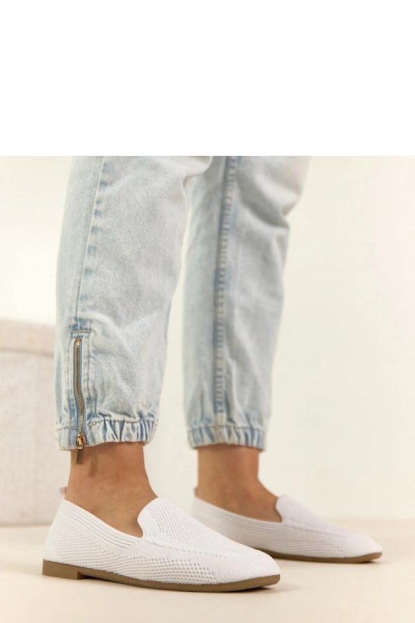 White Mocassin in Moccasins, Loafers with Fabric, Footbed and Heel Height