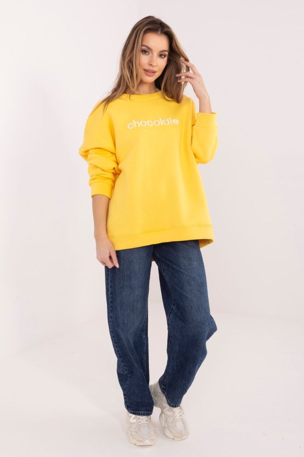 Yellow Sweatshirt in Sweatshirts For Women with Cotton and Spandex