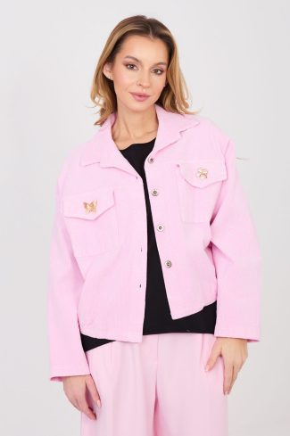 Pink Corduroy Jacket in Women`s Coats, Jackets with Cotton and Spandex