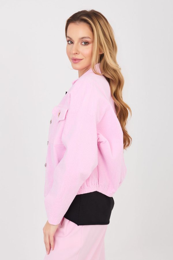 Pink Corduroy Jacket in Women`s Coats, Jackets with Cotton and Spandex