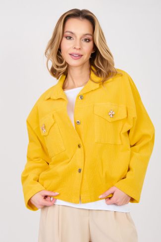 Yellow Corduroy Jacket in Women`s Coats, Jackets with Cotton and Spandex