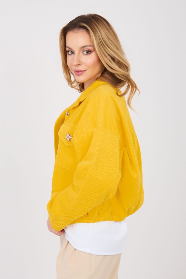 Yellow Corduroy Jacket in Women`s Coats, Jackets with Cotton and Spandex