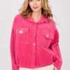Pink Corduroy Jacket in Women`s Coats, Jackets with Cotton and Spandex