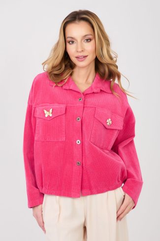 Pink Corduroy Jacket in Women`s Coats, Jackets with Cotton and Spandex
