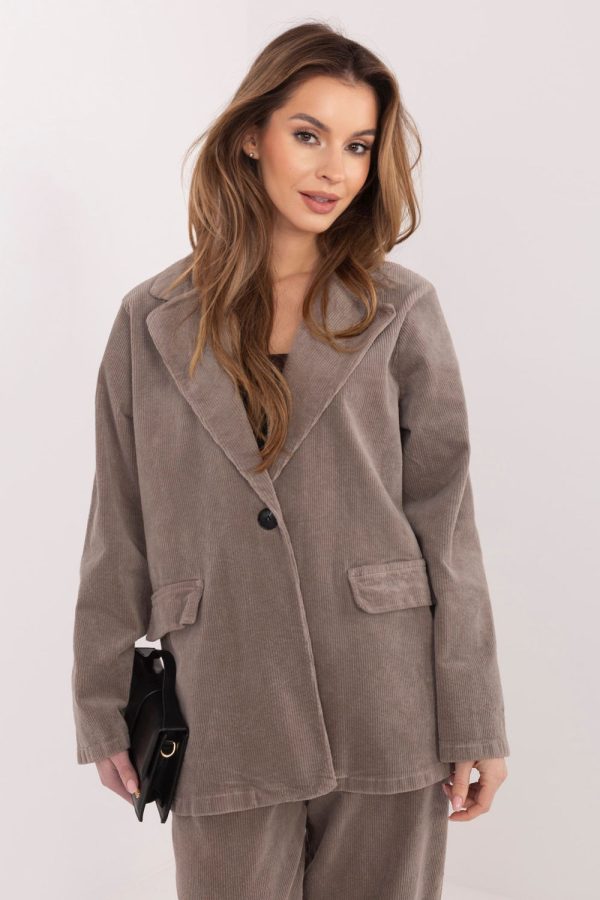 Beige Jacket in Jackets, Vests For Women with Cotton and Spandex