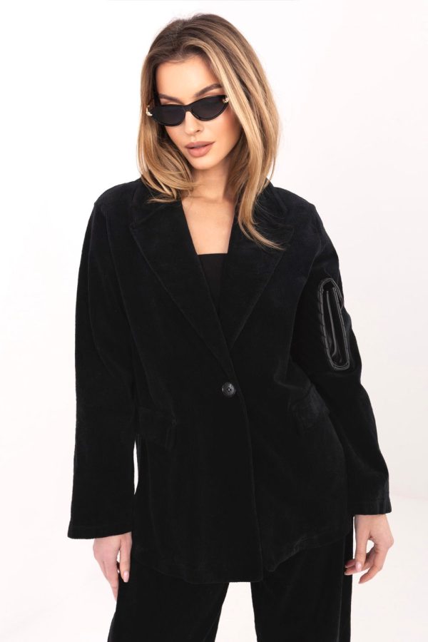 Black Jacket in Jackets, Vests For Women with Cotton and Spandex