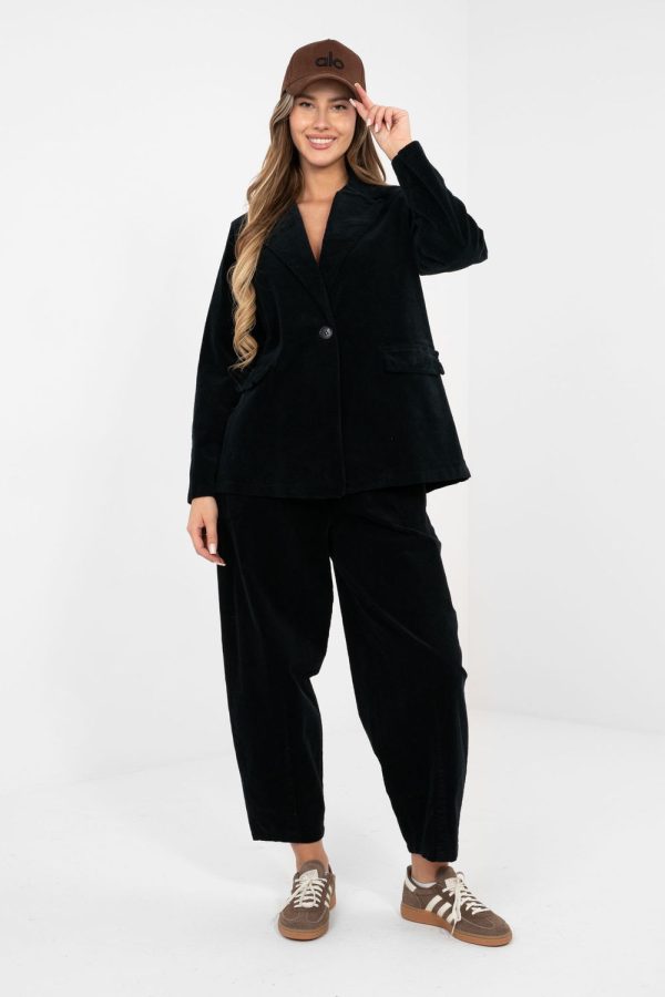 Black Jacket in Jackets, Vests For Women with Cotton and Spandex