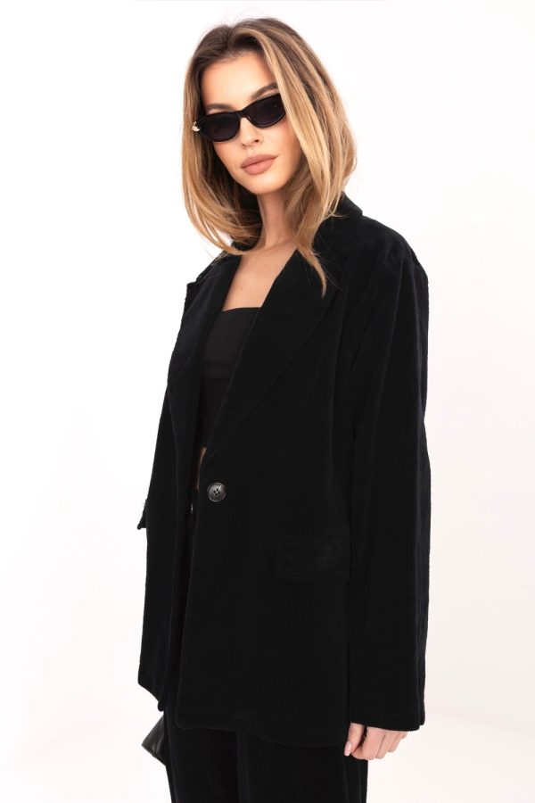 Black Jacket in Jackets, Vests For Women with Cotton and Spandex