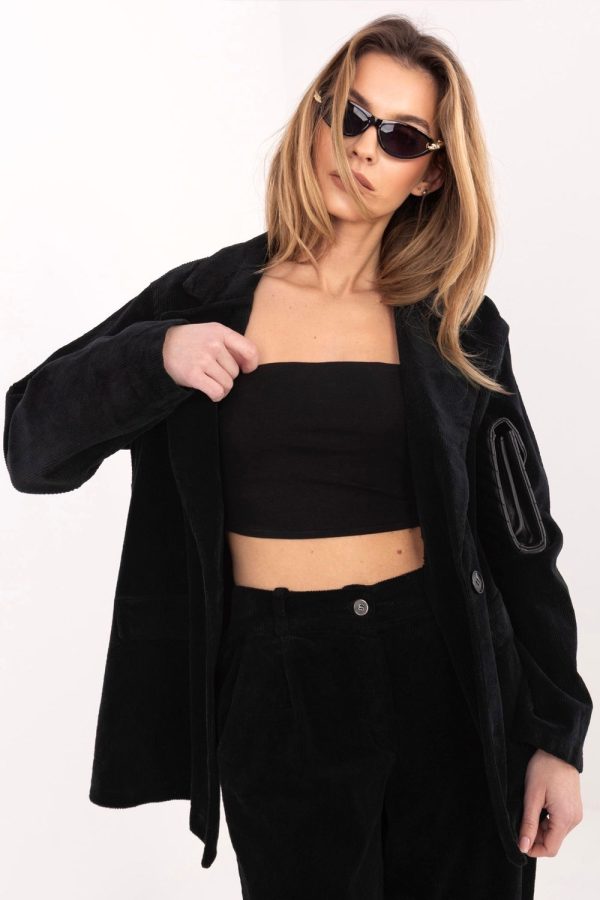 Black Jacket in Jackets, Vests For Women with Cotton and Spandex