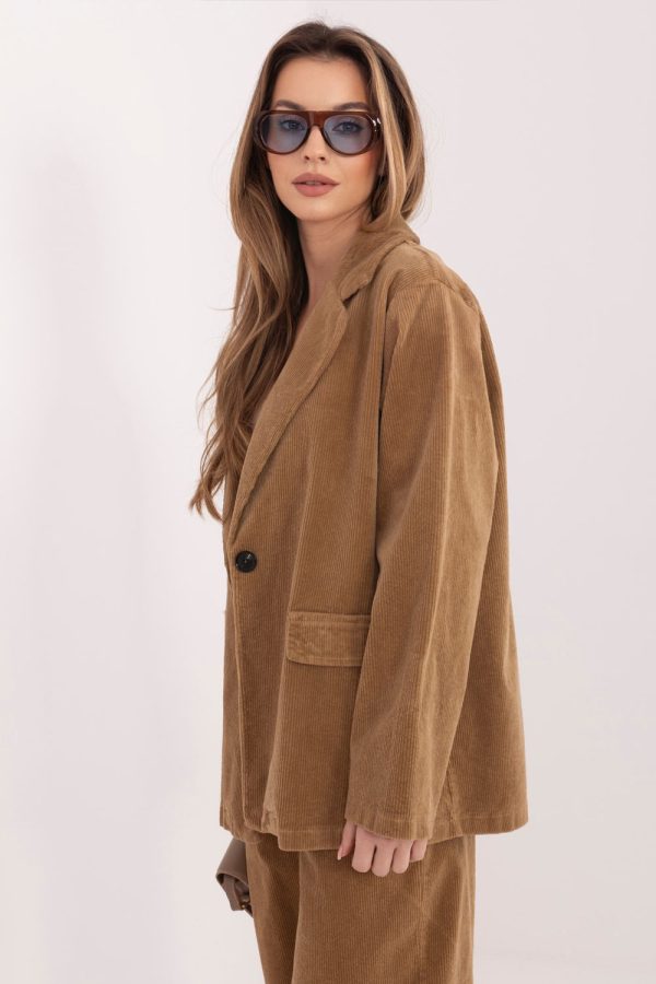 Brown Jacket in Jackets, Vests For Women with Cotton and Spandex