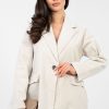 Beige Jacket in Jackets, Vests For Women with Cotton and Spandex