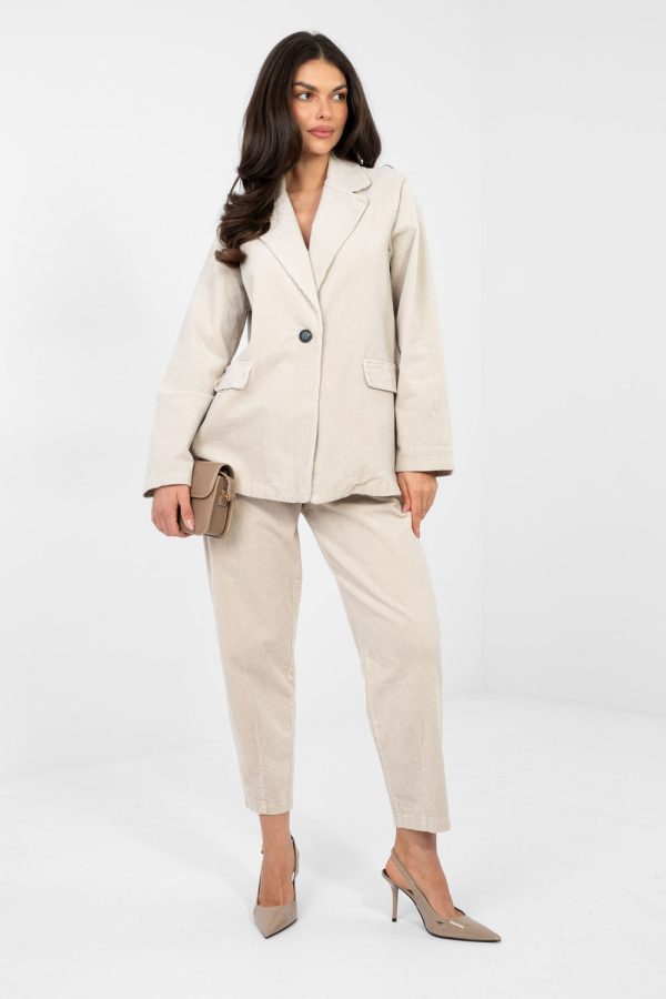 Beige Jacket in Jackets, Vests For Women with Cotton and Spandex