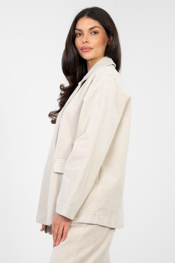 Beige Jacket in Jackets, Vests For Women with Cotton and Spandex