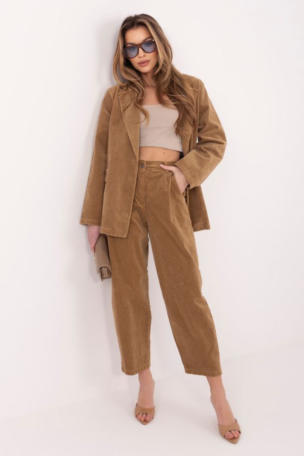 Brown Corduroy Trousers in Pants, Trousers, Shorts with Cotton and Spandex
