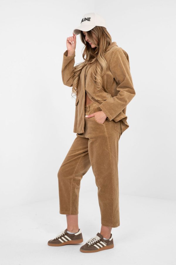 Brown Corduroy Trousers in Pants, Trousers, Shorts with Cotton and Spandex