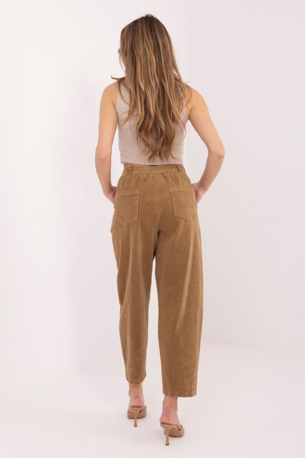 Brown Corduroy Trousers in Pants, Trousers, Shorts with Cotton and Spandex