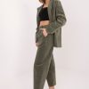 Green Corduroy Trousers in Pants, Trousers, Shorts with Cotton and Spandex