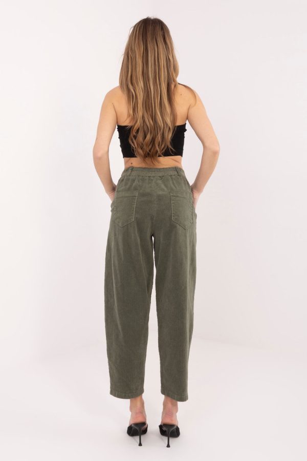 Green Corduroy Trousers in Pants, Trousers, Shorts with Cotton and Spandex