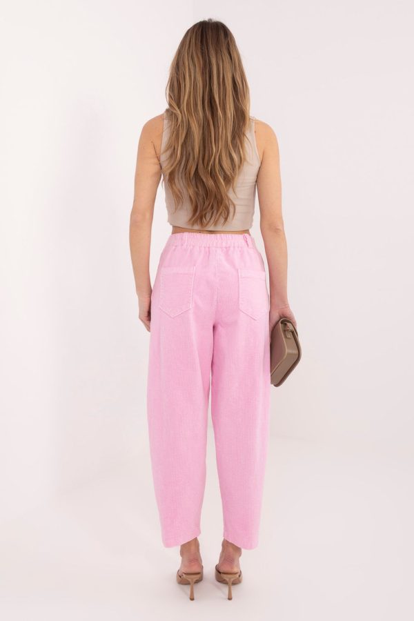 Pink Corduroy Trousers in Pants, Trousers, Shorts with Cotton and Spandex