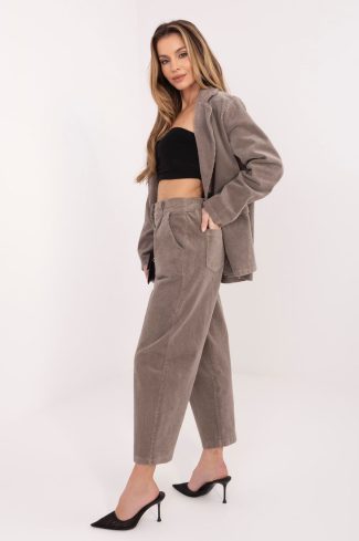 Beige Corduroy Trousers in Pants, Trousers, Shorts with Cotton and Spandex