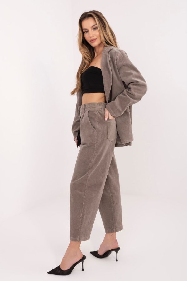 Beige Corduroy Trousers in Pants, Trousers, Shorts with Cotton and Spandex