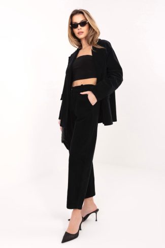 Black Corduroy Trousers in Pants, Trousers, Shorts with Cotton and Spandex