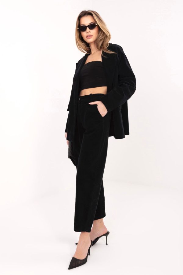 Black Corduroy Trousers in Pants, Trousers, Shorts with Cotton and Spandex