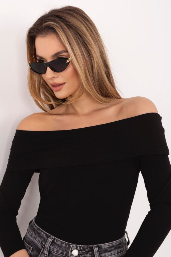 Black Blouse in Women`s Blouses, Tunics with Cotton and Spandex