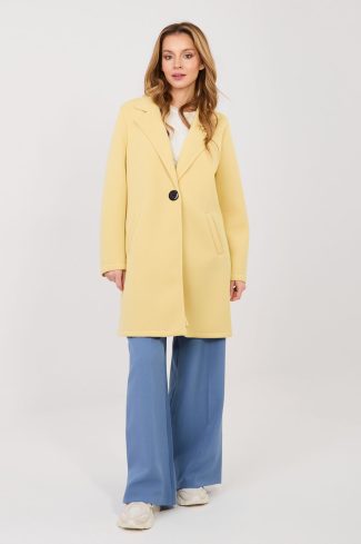 Yellow Coat in Women`s Coats, Jackets with Spandex and Polyester