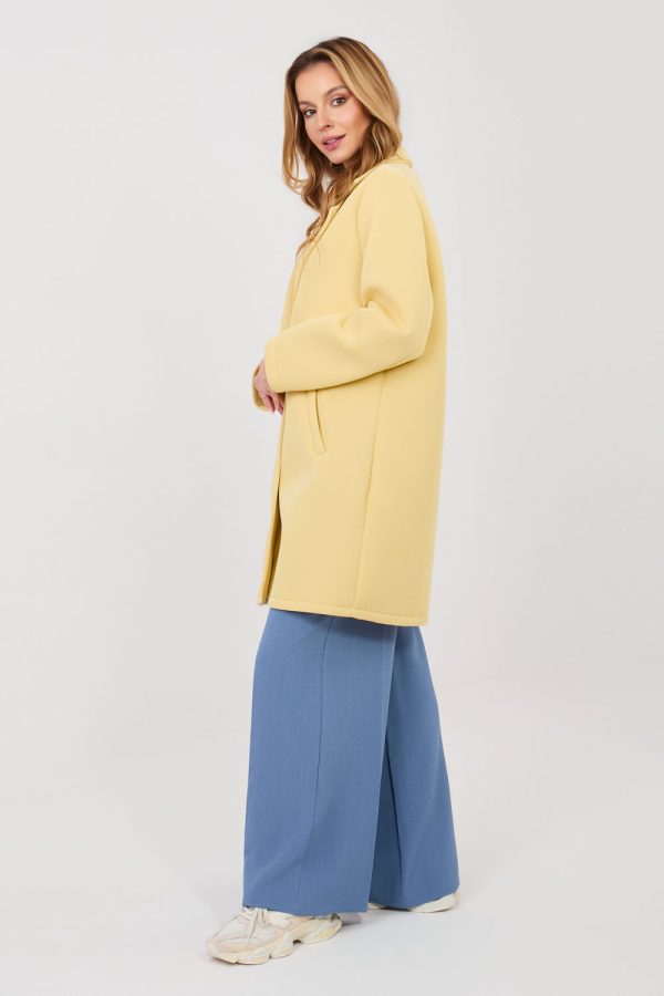 Yellow Coat in Women`s Coats, Jackets with Spandex and Polyester