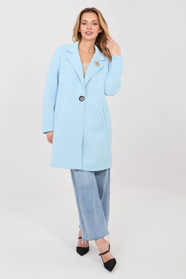 Blue Coat in Women`s Coats, Jackets with Spandex and Polyester