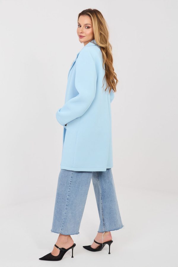 Blue Coat in Women`s Coats, Jackets with Spandex and Polyester