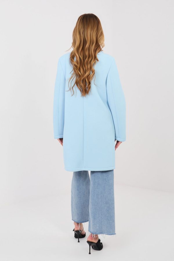 Blue Coat in Women`s Coats, Jackets with Spandex and Polyester