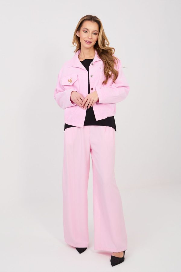 Pink Corduroy Jacket in Women`s Coats, Jackets with Cotton and Spandex