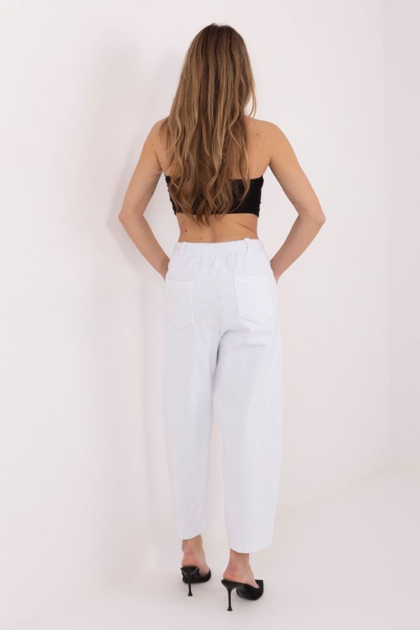 White Corduroy Trousers in Pants, Trousers, Shorts with Cotton and Spandex
