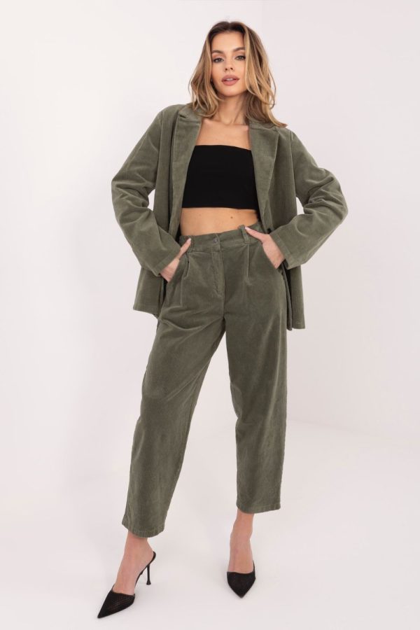Green Corduroy Trousers in Pants, Trousers, Shorts with Cotton and Spandex