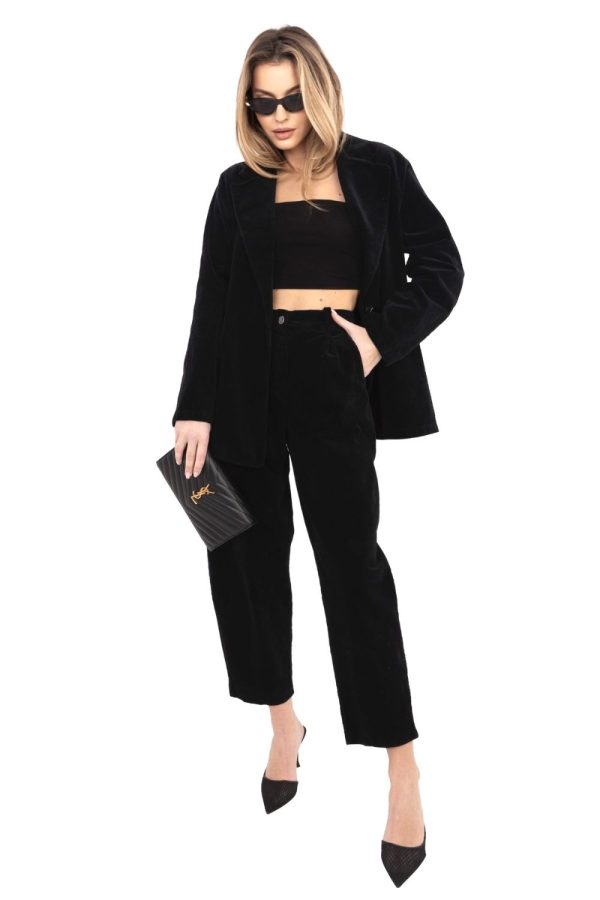 Black Corduroy Trousers in Pants, Trousers, Shorts with Cotton and Spandex