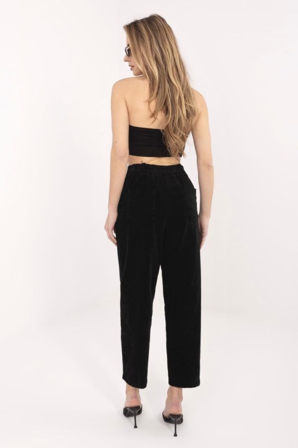 Black Corduroy Trousers in Pants, Trousers, Shorts with Cotton and Spandex