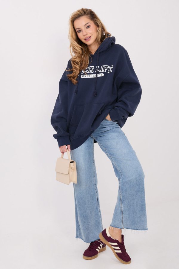 Navy Blue Sweatshirt in Sweatshirts For Women with Cotton
