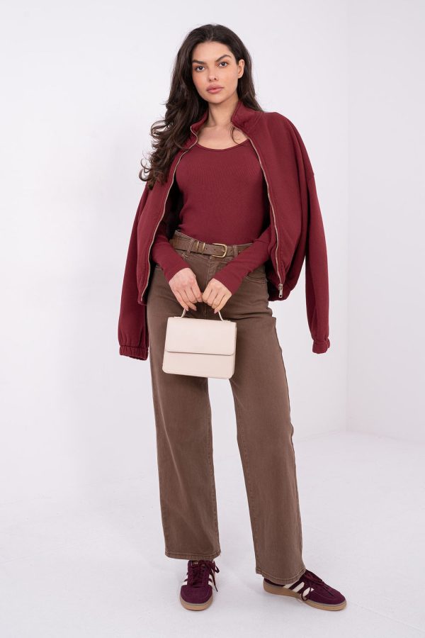 Red Sweatshirt in Sweatshirts For Women with Cotton and Spandex
