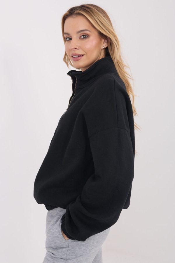 Black Sweatshirt in Sweatshirts For Women with Cotton and Spandex