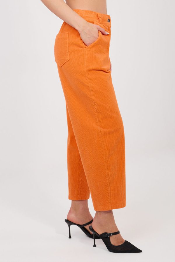 Orange Corduroy Trousers in Pants, Trousers, Shorts with Cotton and Spandex