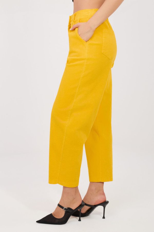 Yellow Corduroy Trousers in Pants, Trousers, Shorts with Cotton and Spandex