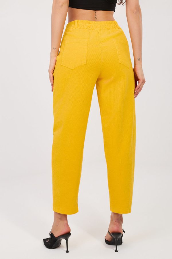 Yellow Corduroy Trousers in Pants, Trousers, Shorts with Cotton and Spandex