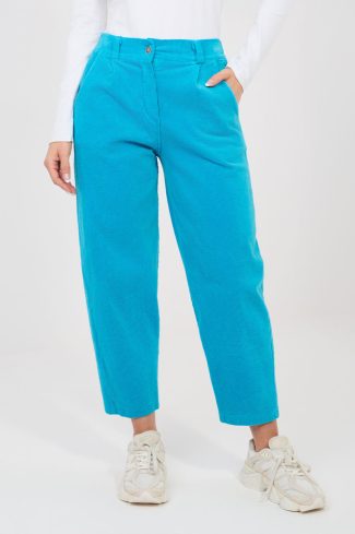 Blue Corduroy Trousers in Pants, Trousers, Shorts with Cotton and Spandex