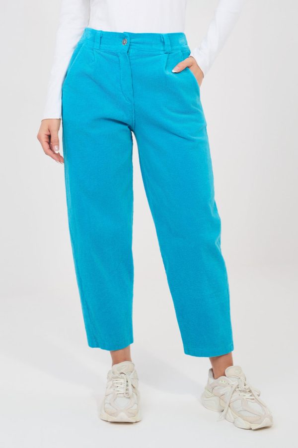 Blue Corduroy Trousers in Pants, Trousers, Shorts with Cotton and Spandex