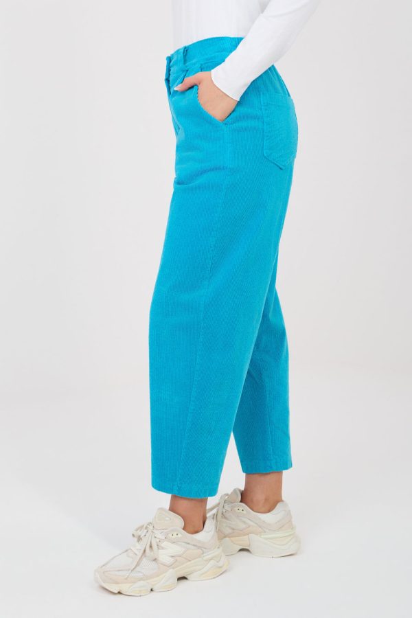 Blue Corduroy Trousers in Pants, Trousers, Shorts with Cotton and Spandex